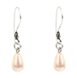 925 Sterling Silver Earrings with Pink Pearl - Nusrettaki (1)