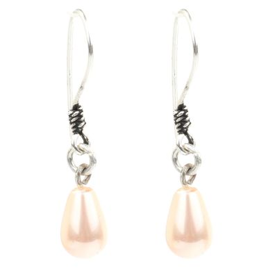 925 Sterling Silver Earrings with Pink Pearl - 1