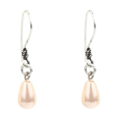 925 Sterling Silver Earrings with Pink Pearl - 2