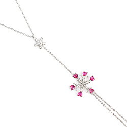 925 Ayar Gümüş Pembe Kalp Kristal Kar Tanesi Şahmeran - 3