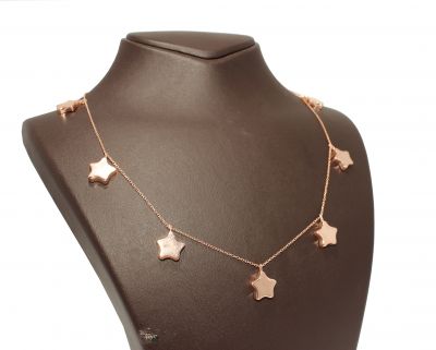 925 Ayar Rose Gümüş 7 Sıra Yıldız Kolye - 2