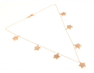 925 Ayar Rose Gümüş 7 Sıra Yıldız Kolye - 4