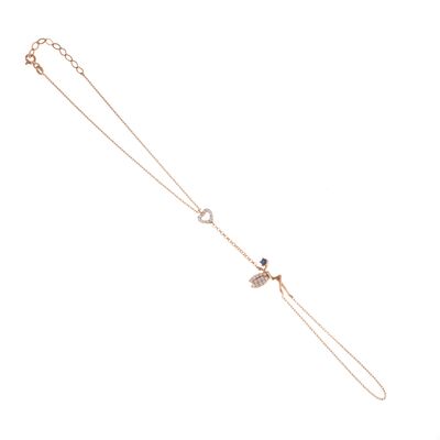 925 Sterling Silver Heart & Fairy Ring Bracelet - 1