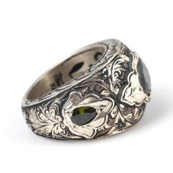 925 Ayar Gümüş Peridot Taşlı El İşi Erkek Yüzüğü - 3