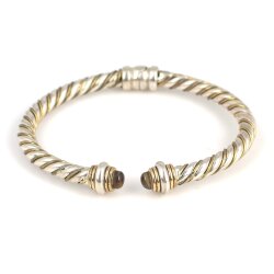 925 Ayar Gümüş Peridot Taşlı Yaylı Burgu Kollu Erkek Bileziği - 3