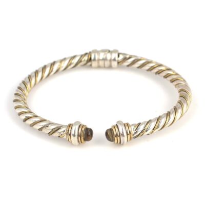 925 Ayar Gümüş Peridot Taşlı Yaylı Burgu Kollu Erkek Bileziği - 3