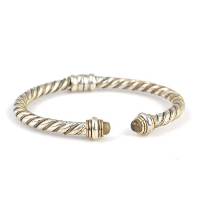 925 Ayar Gümüş Peridot Taşlı Yaylı Burgu Kollu Erkek Bileziği - 1