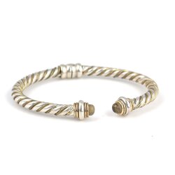 925 Ayar Gümüş Peridot Taşlı Yaylı Burgu Kollu Erkek Bileziği - Nusrettaki