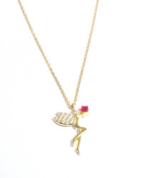 Silver Fairy Girl Design Necklace with Rose Gold Plated - 4
