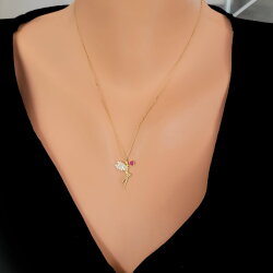925 Ayar Rose Gümüş Peri Kolye, Pembe - Nusrettaki