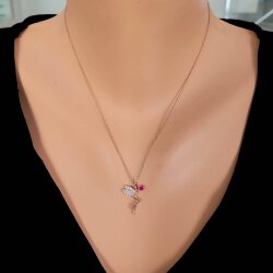 925 Ayar Rose Gümüş Peri Kolye, Pembe - 3