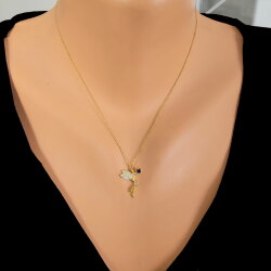 Silver Fairy Girl Design Necklace with White CZ - Nusrettaki