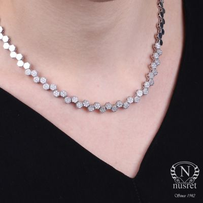 Silver Honeycomb Design Necklace - 1