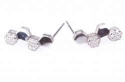 Silver Honeycomb Pattern Earrings - Nusrettaki (1)