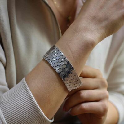 925 Ayar Gümüş Petek Model 6 Sıra Bileklik - 1