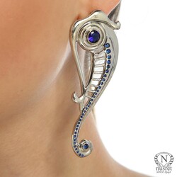 925 Sterling Silver Posseidon Horse Earrings - Nusrettaki