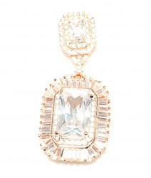 Silver Baguette & Princess Cut Stone Pendant - 4