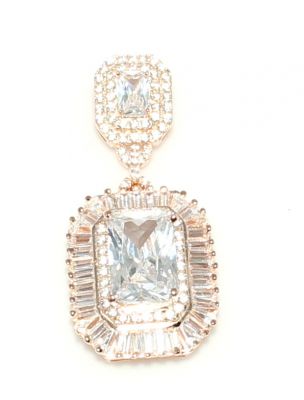 Silver Baguette & Princess Cut Stone Pendant - 3