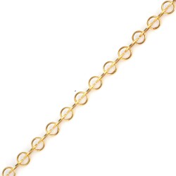 925 Ayar Gümüş Pres Badem Ve Halka Link Zincir Bileklik, Sarı - 3