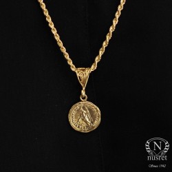 925 Ayar Gümüş Publius Helvius Madalyon Kolye, Sarı - Nusrettaki (1)