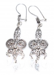 925 Sterling Silver Flower Drop Filigree Earrings - Nusrettaki (1)