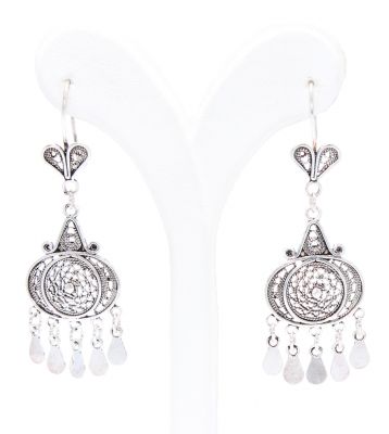 925 Sterling Silver Cobweb's Filigree Dangle Earring - 2