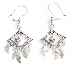 925 Silver Scaled Dangle Filigree Earrings - Nusrettaki (1)