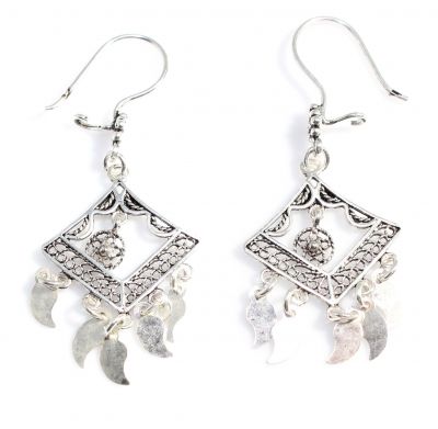 925 Silver Scaled Dangle Filigree Earrings - 2