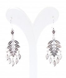 925 Silver Rose Leaf Design Drop Filigree Earrings - 3