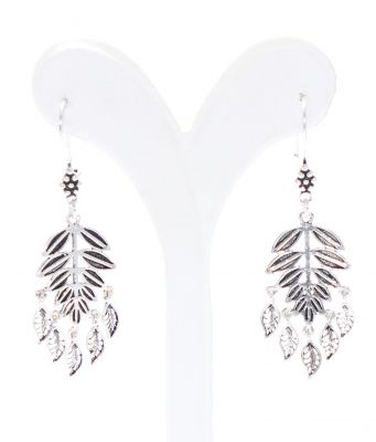 925 Silver Rose Leaf Design Drop Filigree Earrings - 3