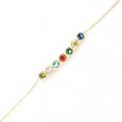 Sterling Silver 7 Row Waterway Bracelet with Colored Stones - 2