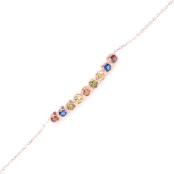 925 Sterling Silver 9 Row Waterway Bracelet with Colored Stones - Nusrettaki