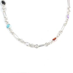 925 Ayar Gümüş Renkli Taşlı Ataç Zincir Kolye - Nusrettaki (1)