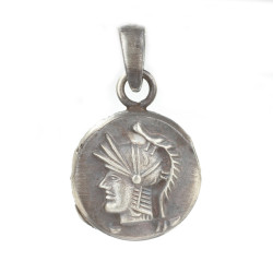 925 Ayar Gümüş Roma Askeri Figür Madalyon Kolye Ucu - 1