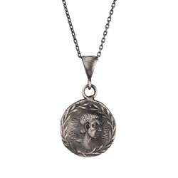 925 Ayar Gümüş Roma Dönemi Madalyon Kolye Ucu - 5