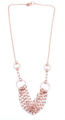 925 Ayar Rose Gümüş Taşlı Zincir Kolye - 3