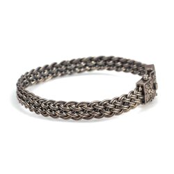 925 Ayar Gümüş Saç Örgüsü Kelepçe Sepet Bilezik - 3