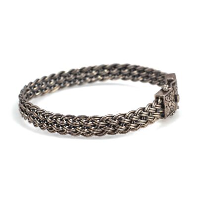 925 Ayar Gümüş Saç Örgüsü Kelepçe Sepet Bilezik - 3