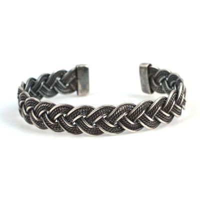 925 Ayar Gümüş Saç Örgüsü Model Erkek Bileziği - 2