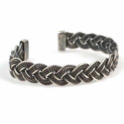 925 Ayar Gümüş Saç Örgüsü Model Erkek Bileziği - Nusrettaki