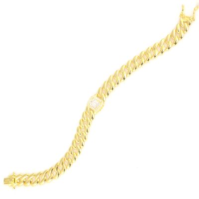 925 Ayar Gümüş Sade Baget Taşlı Gurmet Zincir - 2