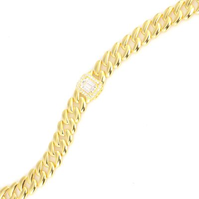 925 Ayar Gümüş Sade Baget Taşlı Gurmet Zincir - 3