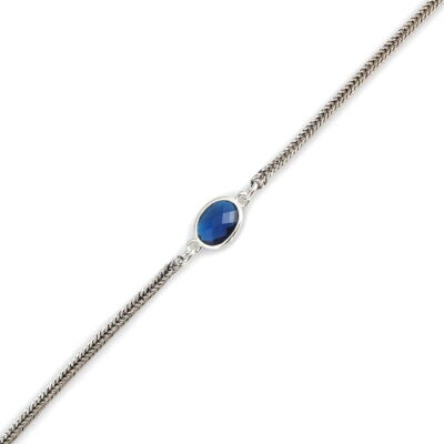 925 Ayar Gümüş Safir Renk Taşlı Tilki Kuyruğu Zincir Bileklik - 3