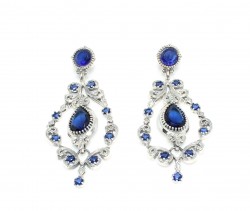 925 Silver Ancient Design Earrings with Sapphire - Nusrettaki