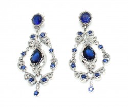 925 Silver Ancient Design Earrings with Sapphire - Nusrettaki (1)