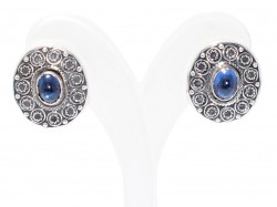 925 Silver Antique Filigree Drop Earrings with Sapphire - Nusrettaki (1)