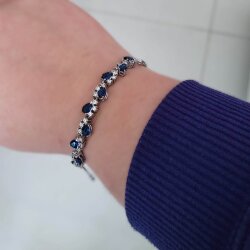 925 Ayar Gümüş Safir Taşlı Su Yolu Model Bileklik - Nusrettaki (1)