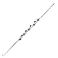 925 Ayar Gümüş Safir Taşlı Su Yolu Model Bileklik - 4