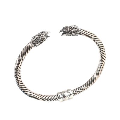 925 Ayar Gümüş Şahin Başı Yaylı Burgu Kol Erkek Bileziği - 1