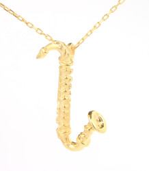 Sterling Silver Saxophone Pendant Necklace, Gold Vermeil - Nusrettaki (1)